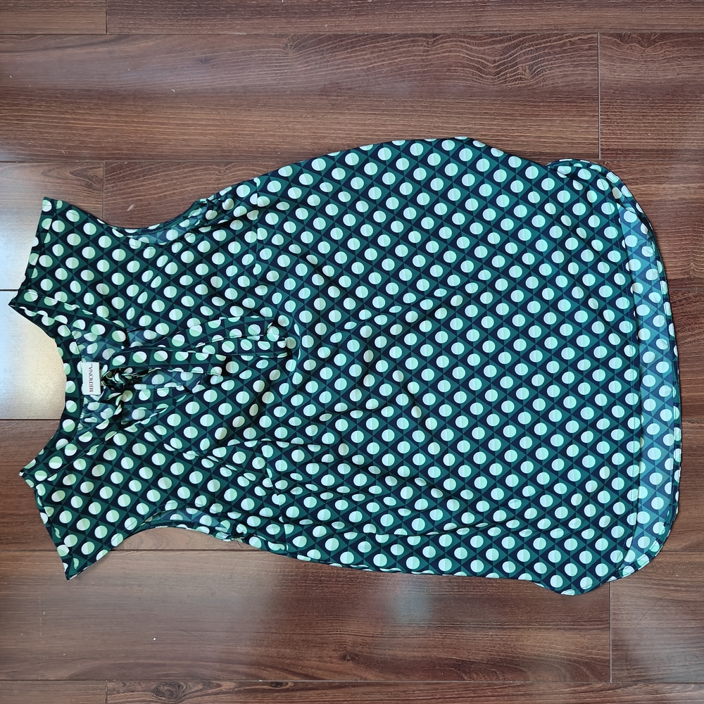 Merona Teal and White Polka Dot Top